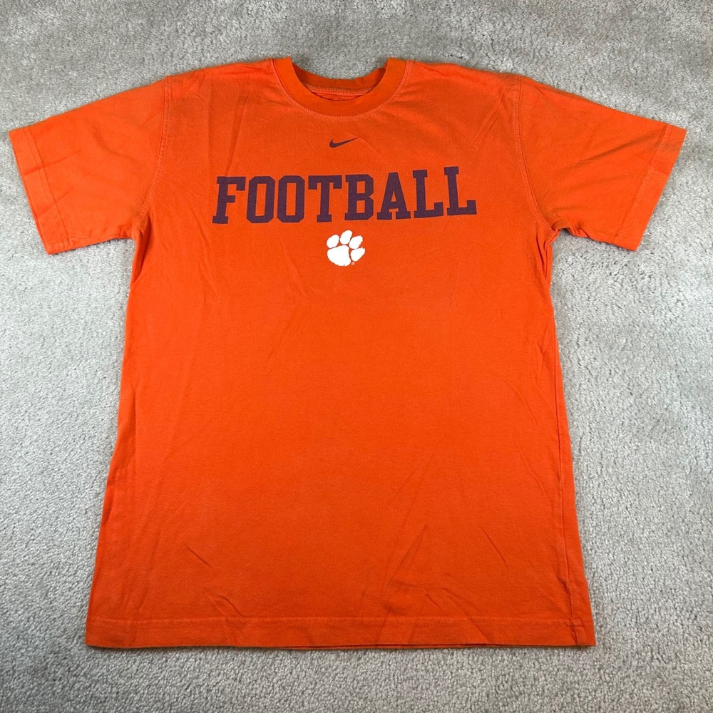 Vintage Nike Clemson Football T-Shirt Mens Large Orange Short Sleeve Graphic Tee